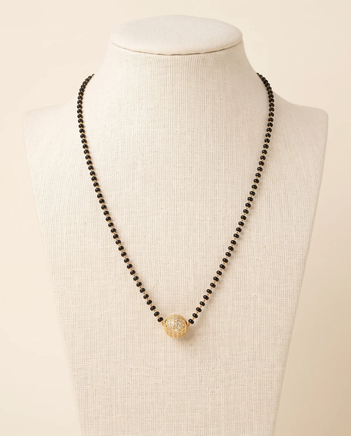 Black Bead Mangalsutra with CZ Ball