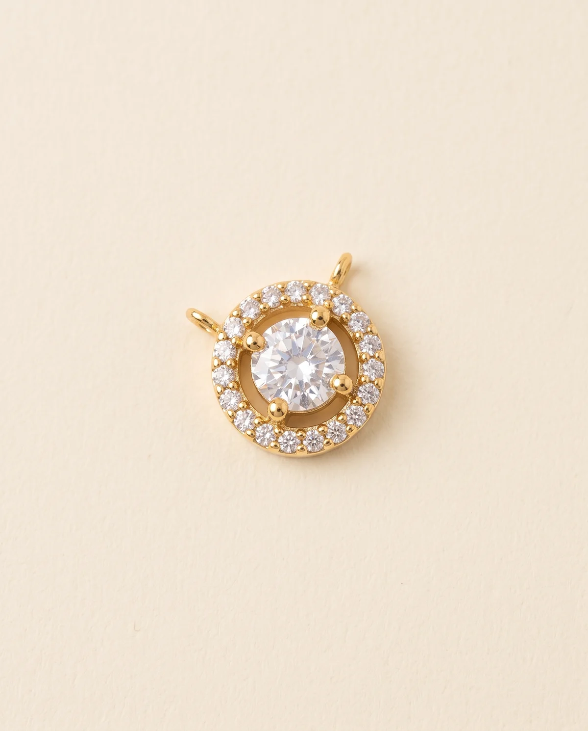 Gold Round Stone Connector Charm, 2 Loops