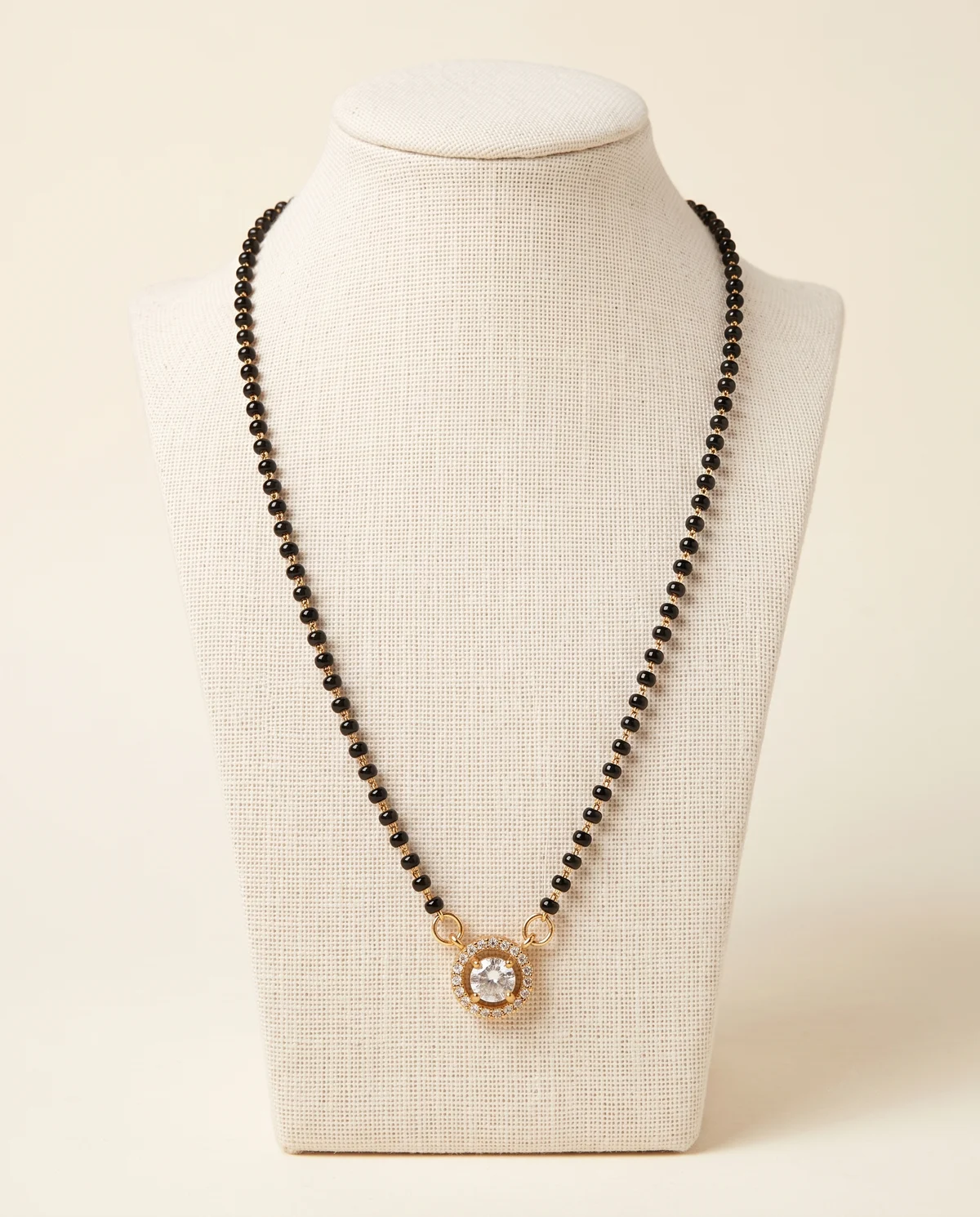 Black Bead Mangalsutra Chain with Round Pendant