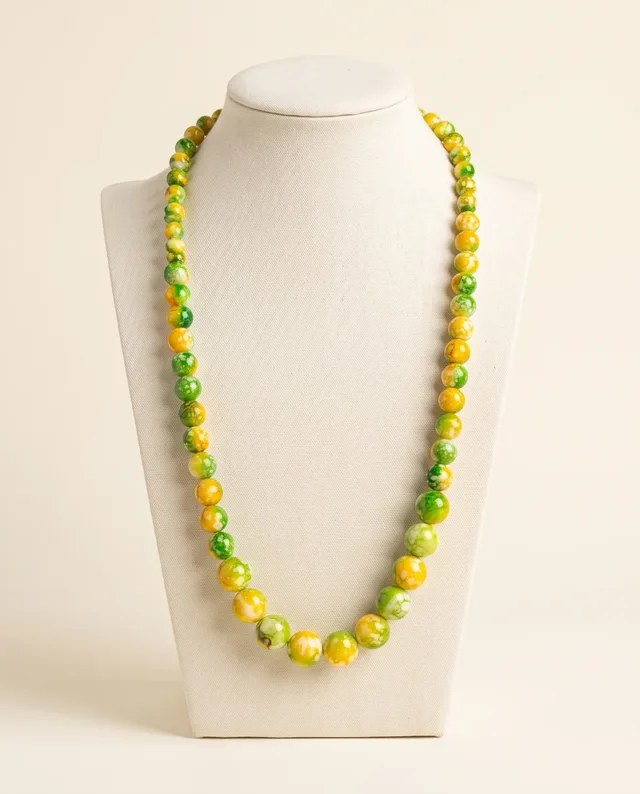 Yellow & Green Marble Bead Necklace