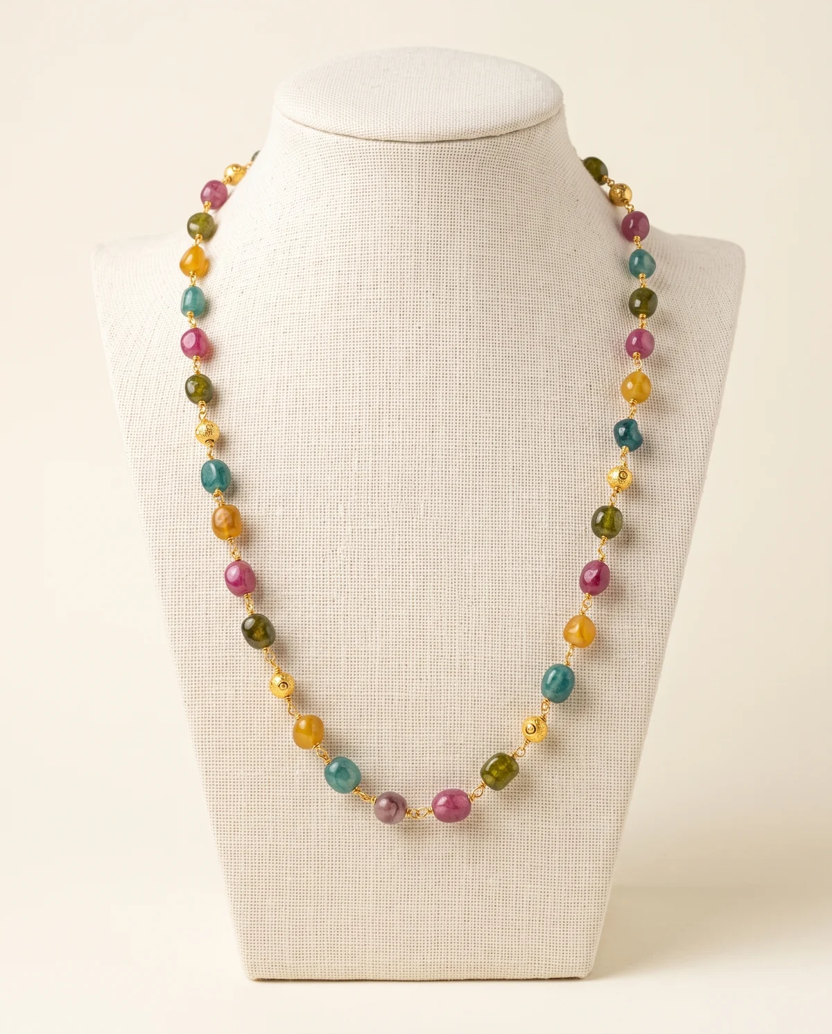 Multicolour Wire-Wrapped Bead Necklace