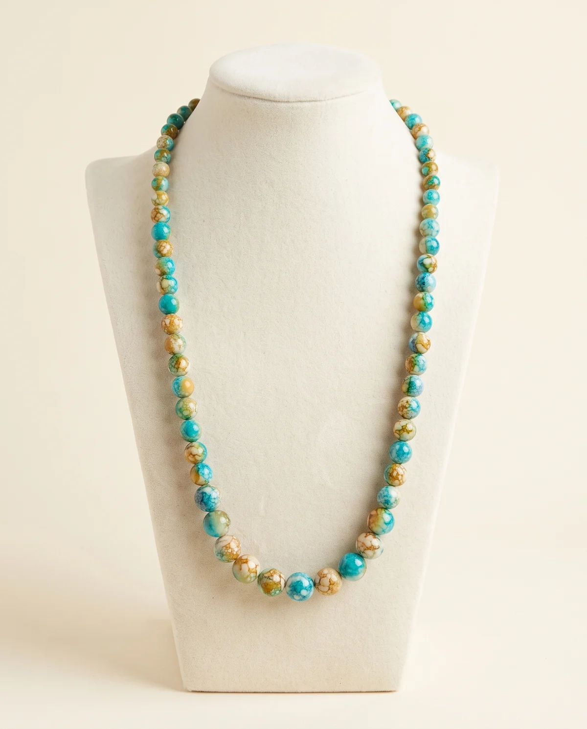 Turquoise & Caramel Marble Bead Necklace