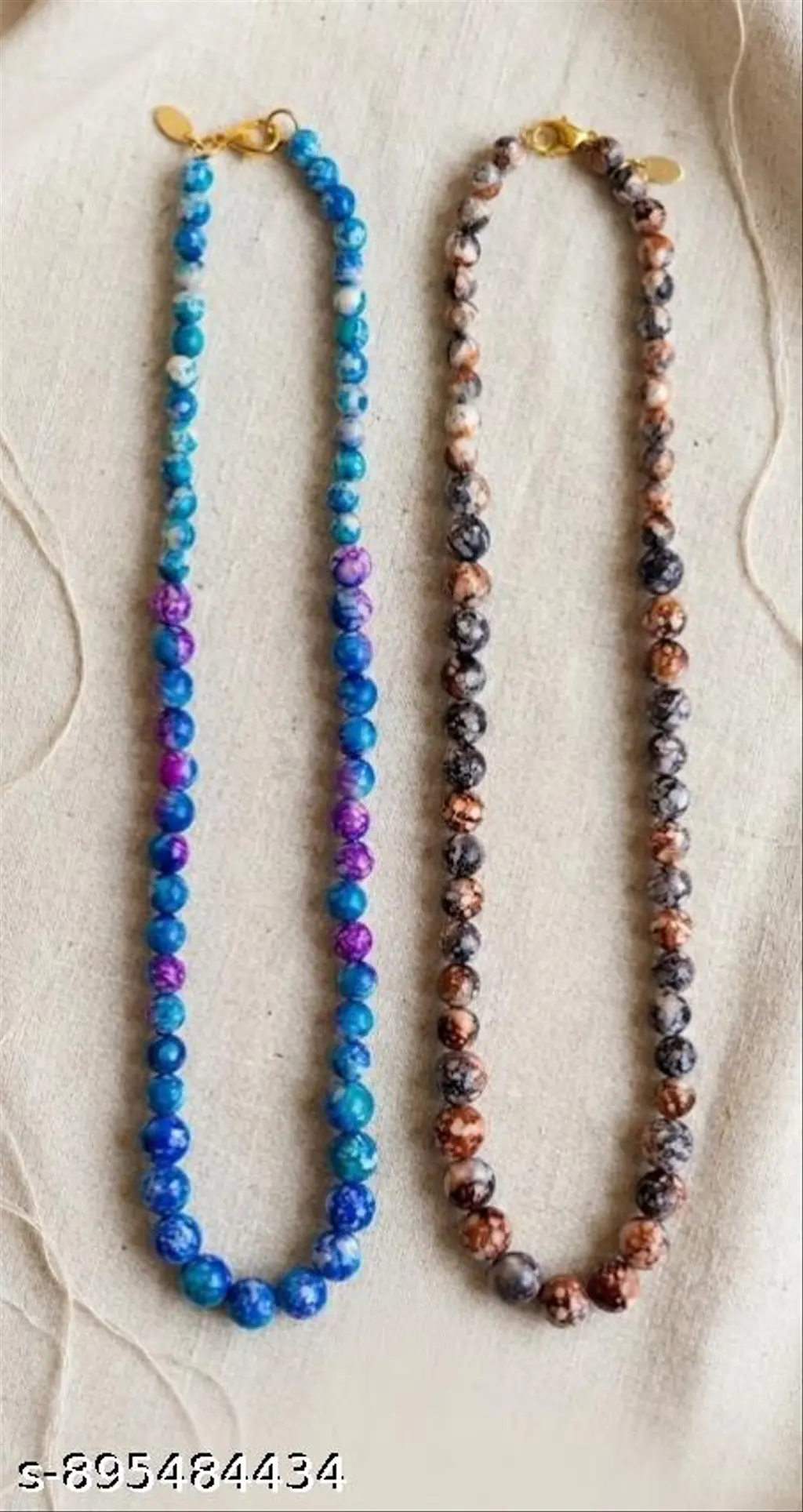 Blue & Jasper Bead Chains, Set of 2