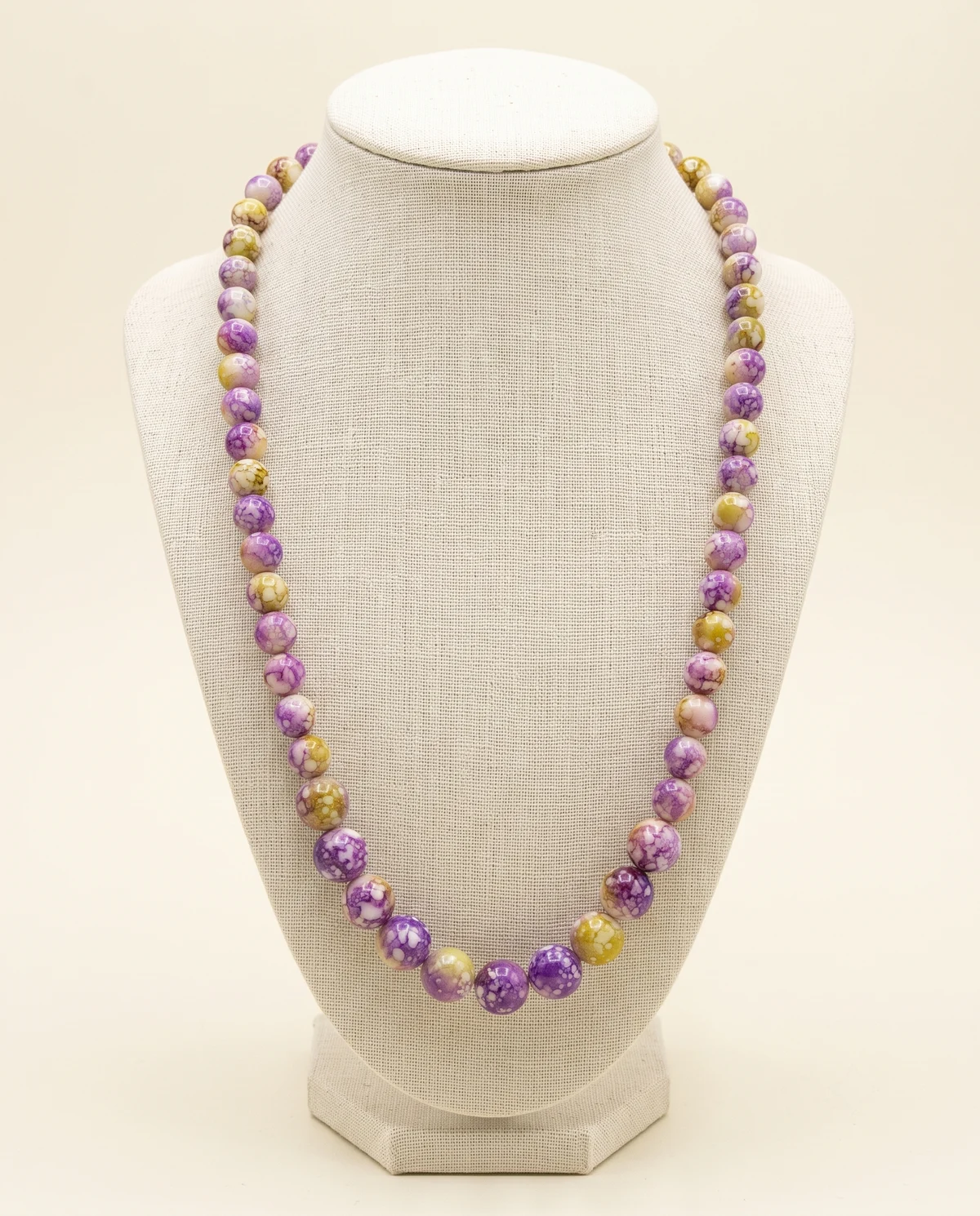 Purple & Olive Marble Bead Necklace