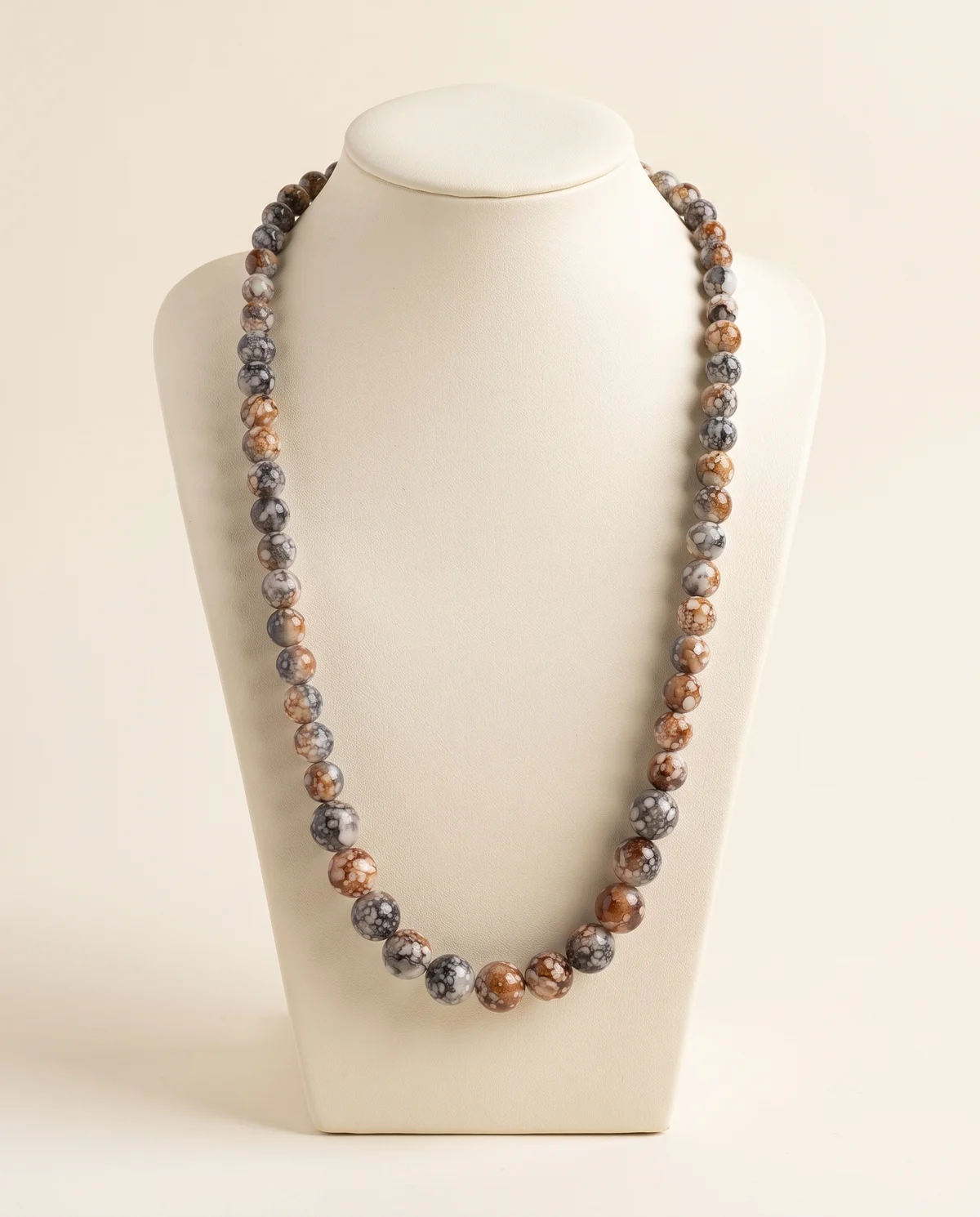 Brown & Grey Marble Bead Necklace