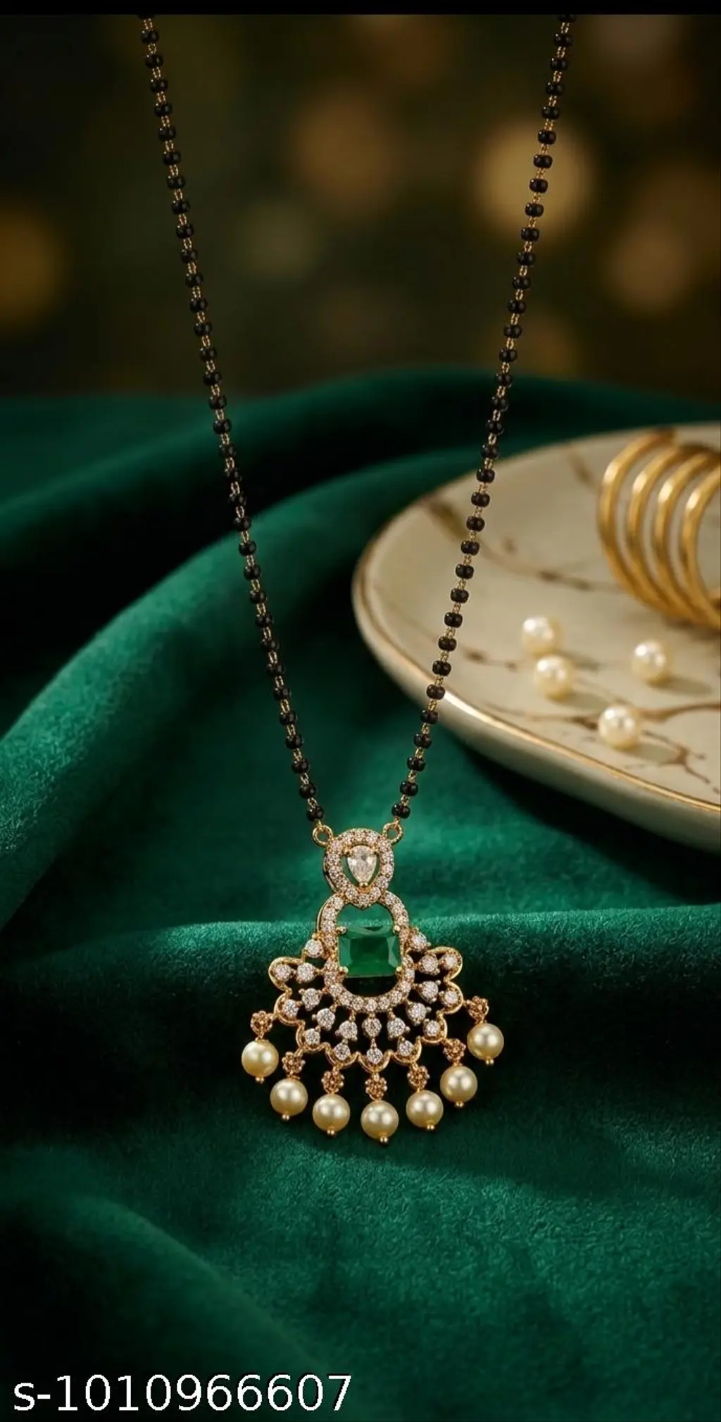 Green Stone Pendant Mangalsutra