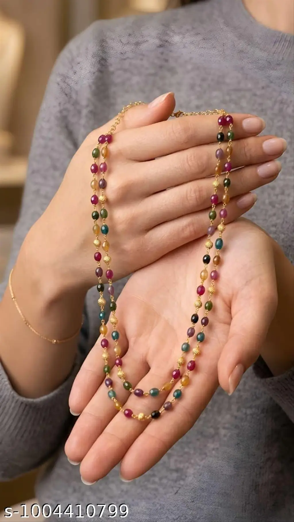 Multicolour Double-Layer Bead Necklace