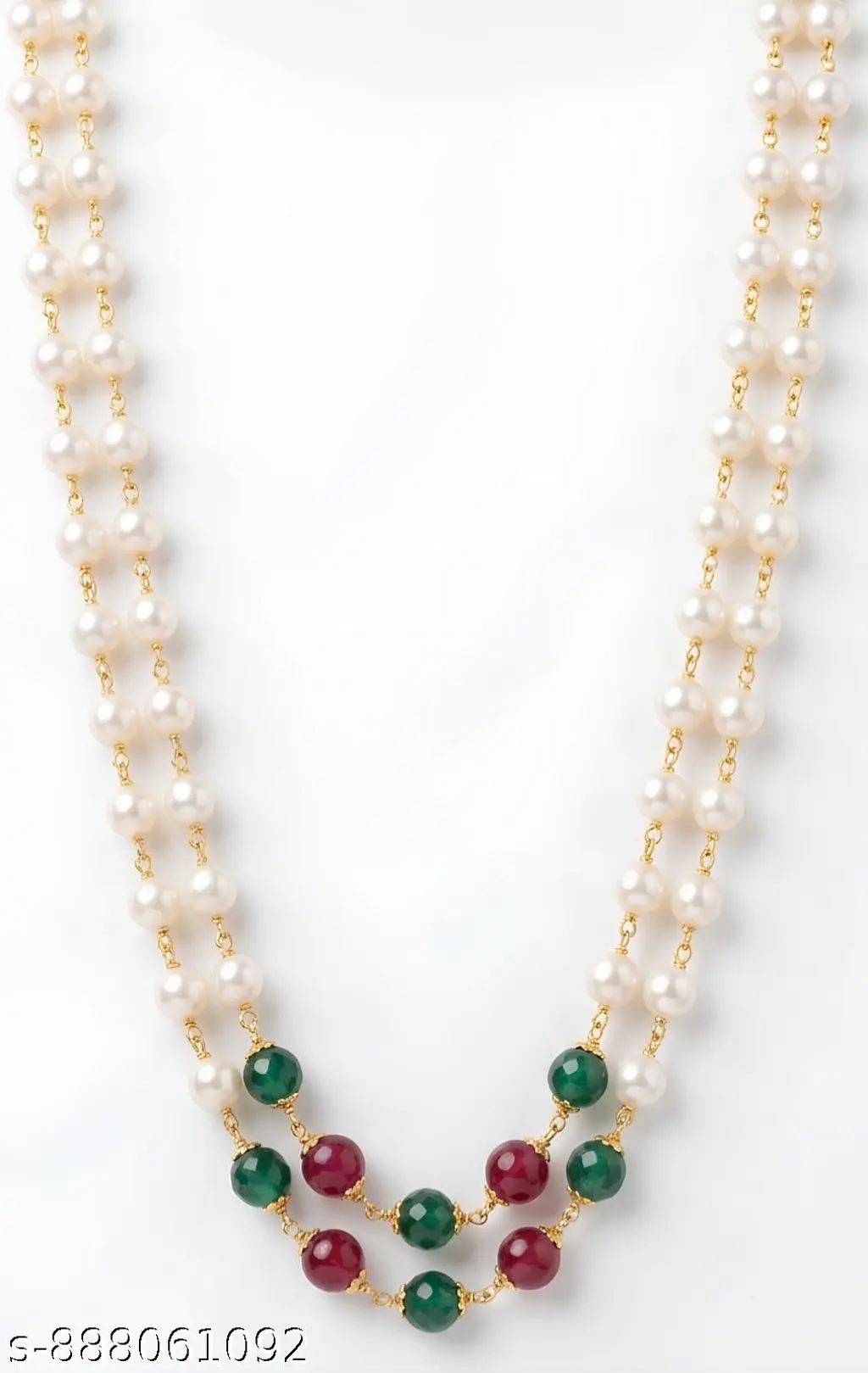 Pearl Double Layer with Ruby & Emerald