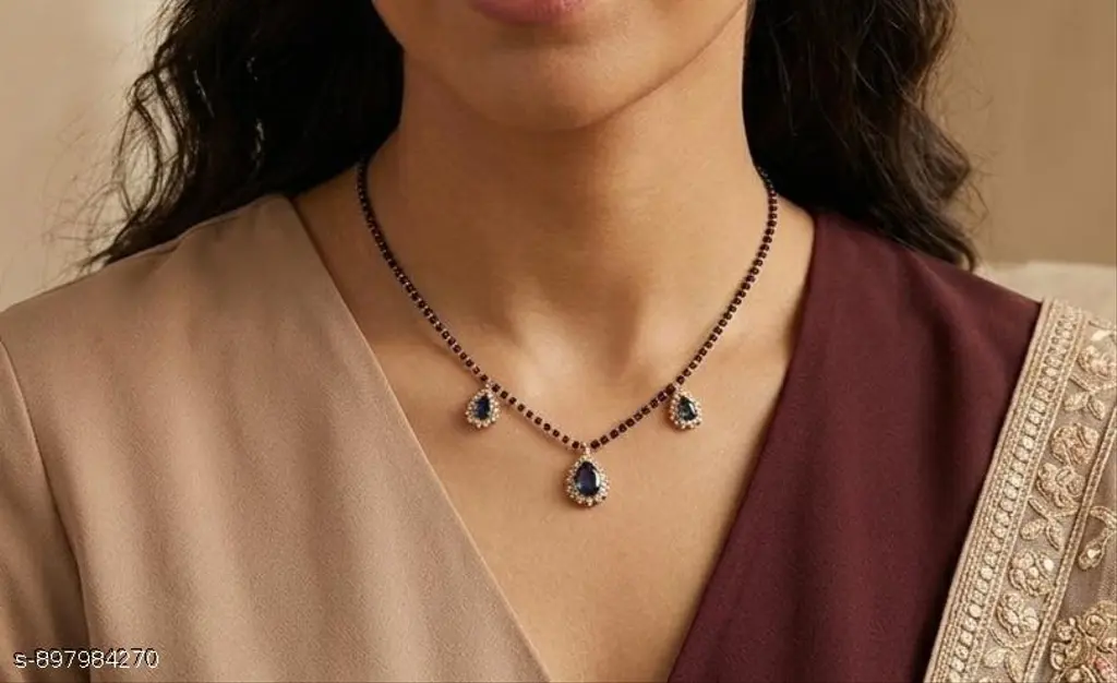 Purple Stone Pendant Mangalsutra