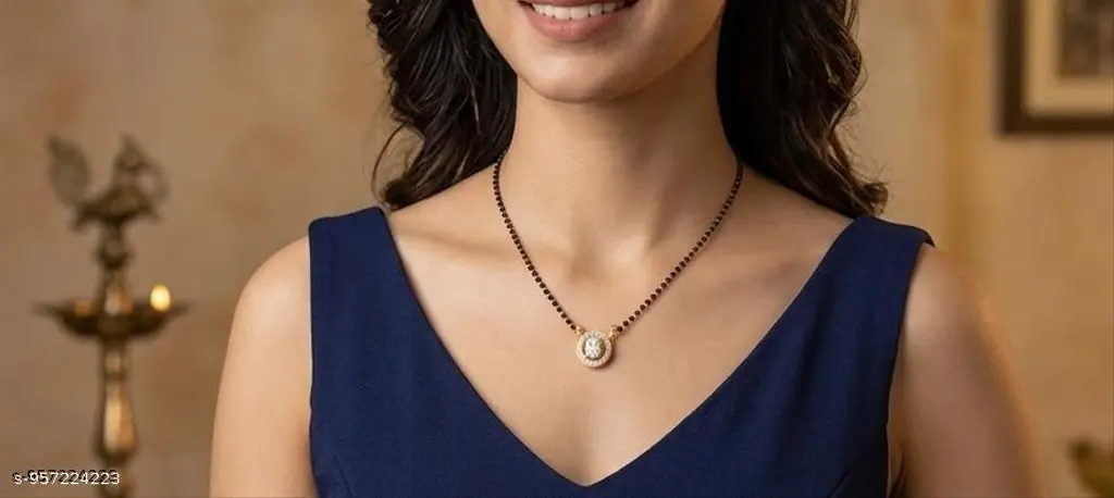 Round CZ Pendant Mangalsutra